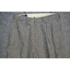 Polo Ralph Lauren‎ Pants Mens 34x32 Tweed Black White Linen Cotton Pleated VTG